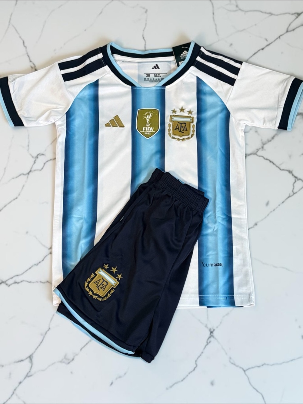 Argentina Home Kids Soccer Jersey Set Youth Uniform 2026 NWT